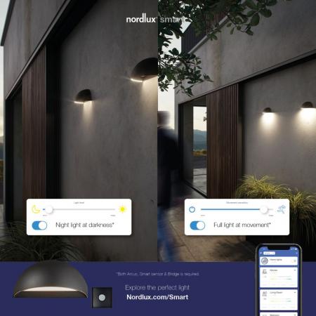 Nordlux Smart Intelligente LED Außenwandleuchte Arcus Bluetooth grau opalweiss